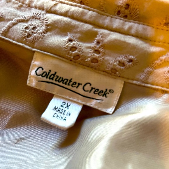 COLDWATER CREEK Women’s Café au Lait Brown Eyelet Open Front Jacket Plus Size 2X - Picture 5 of 6